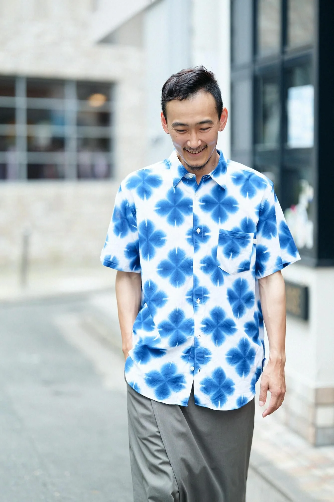 【net限定】伊勢木綿 有松鳴海絞り 半袖シャツ/張正 雪花3 - Image 8