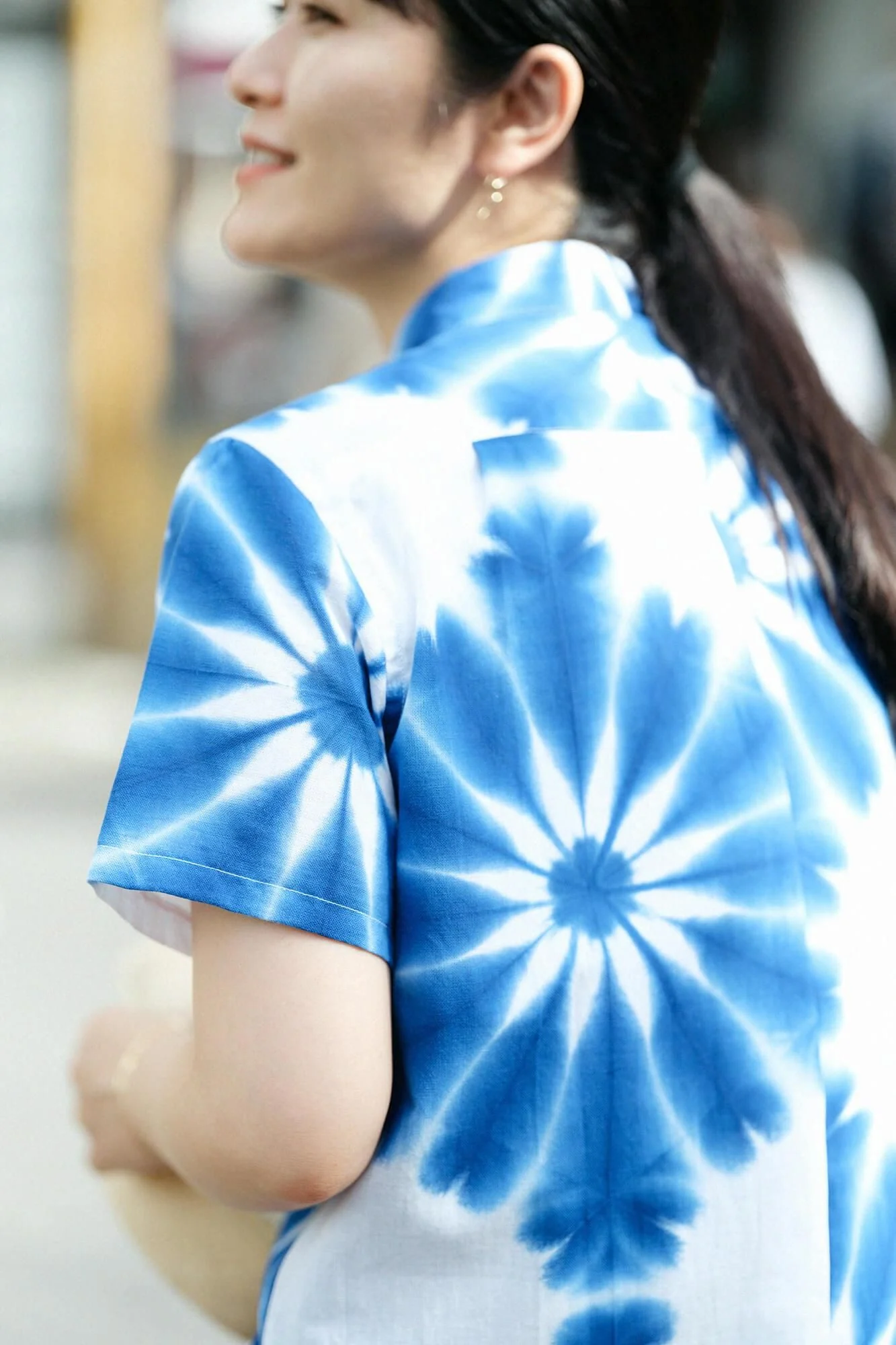 【net限定】伊勢木綿 有松鳴海絞り 半袖シャツ/張正 麻の葉(あさのは)1 - Image 6