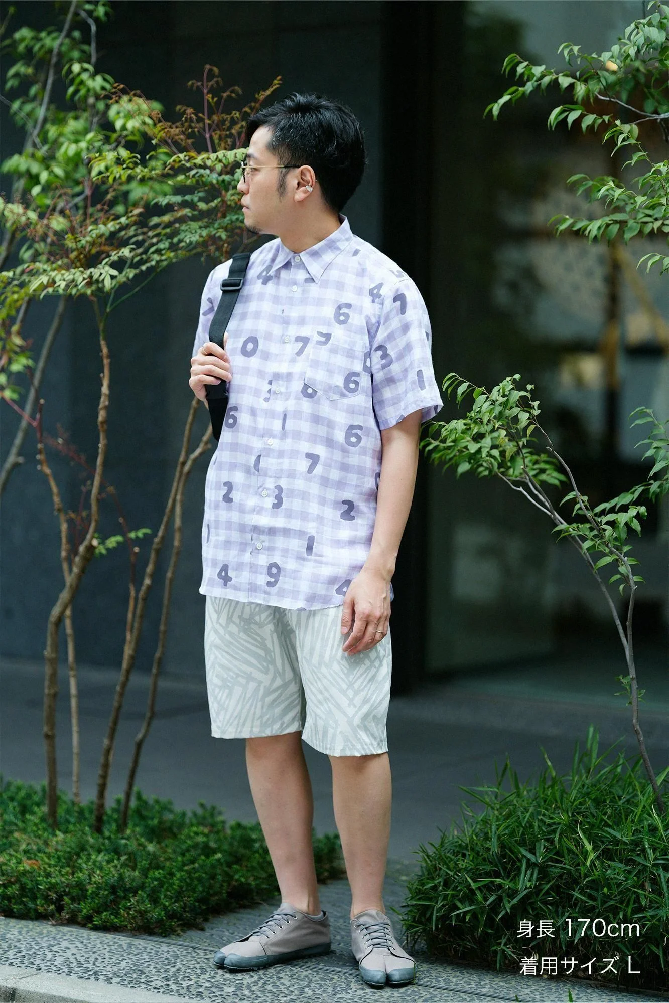 【net限定】リネンチェック 半袖シャツ/SO-SU-U ラベンダー - Image 3