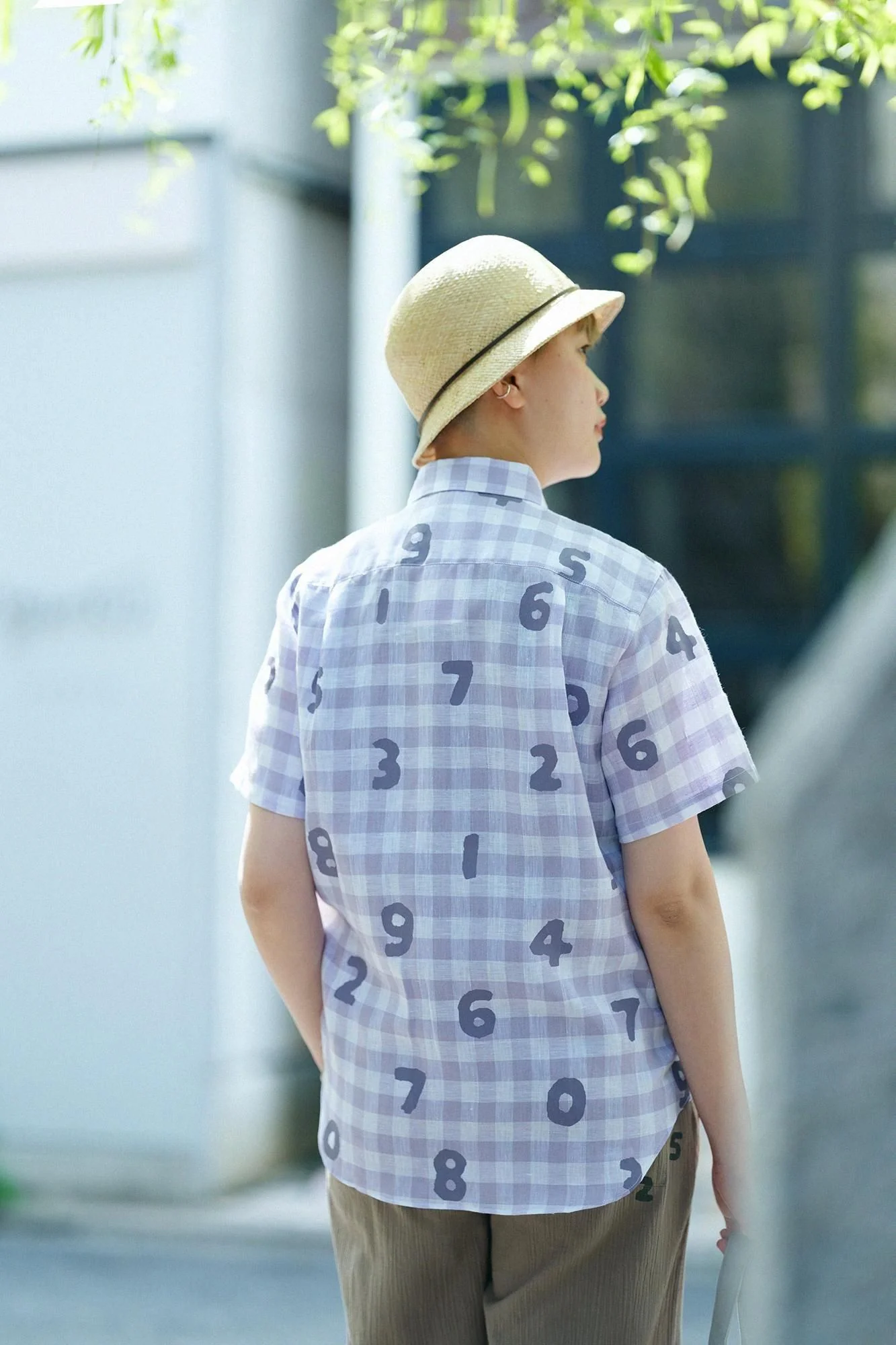 【net限定】リネンチェック 半袖シャツ/SO-SU-U ラベンダー - Image 6