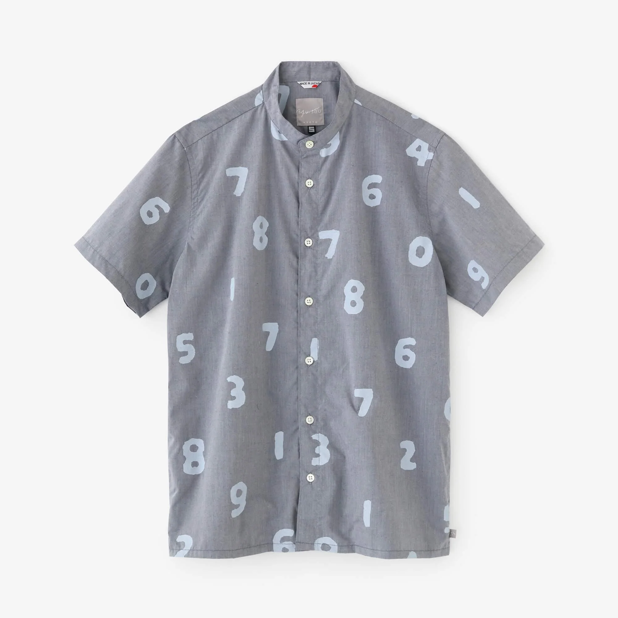 【net限定30%OFF】スタンドカラー半袖シャツ SP／SO-SU-U 紺鼠（こんねず）