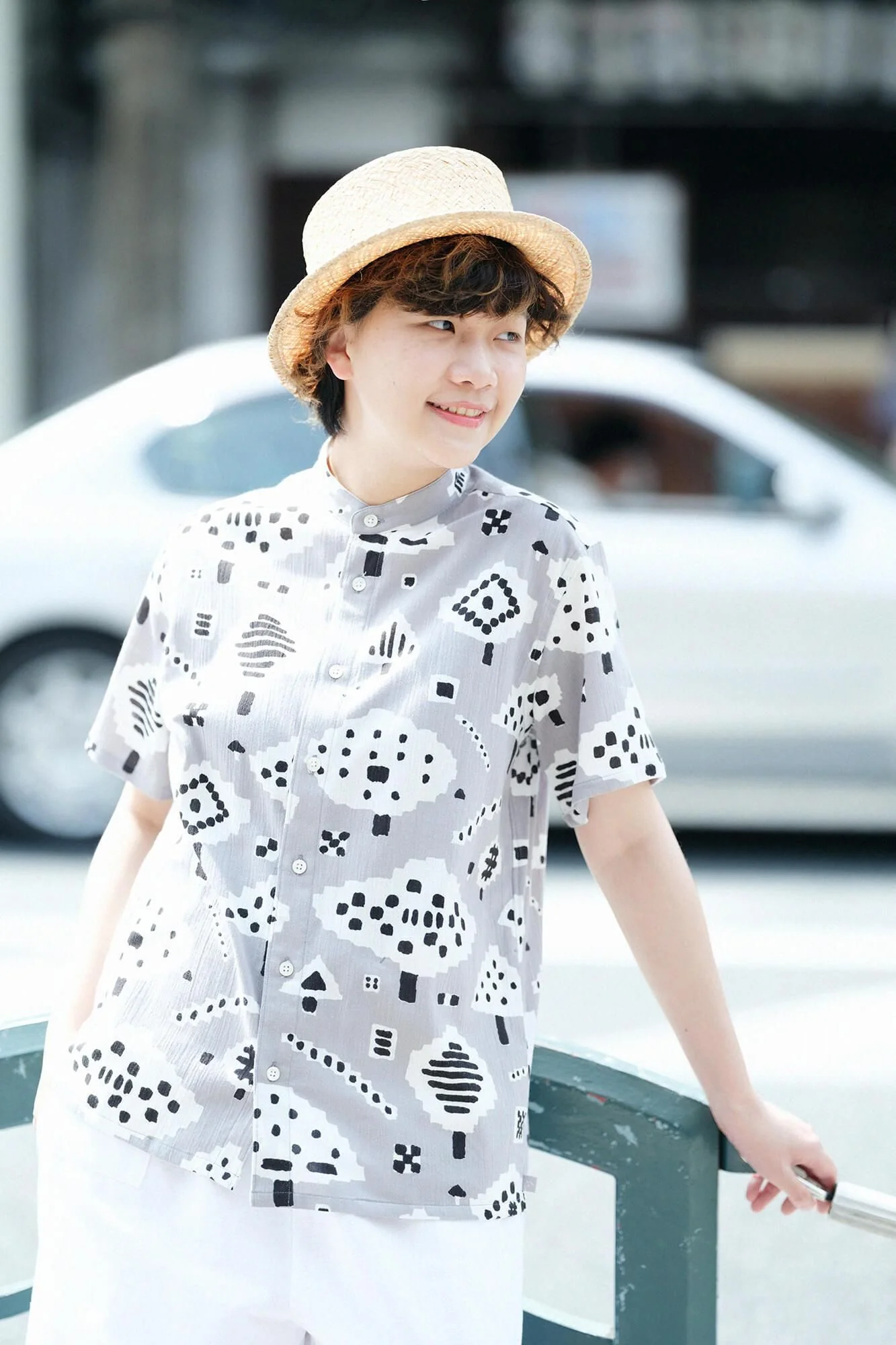 高島縮 20/20 スタンドカラー半袖シャツ SP／公園 - Image 6
