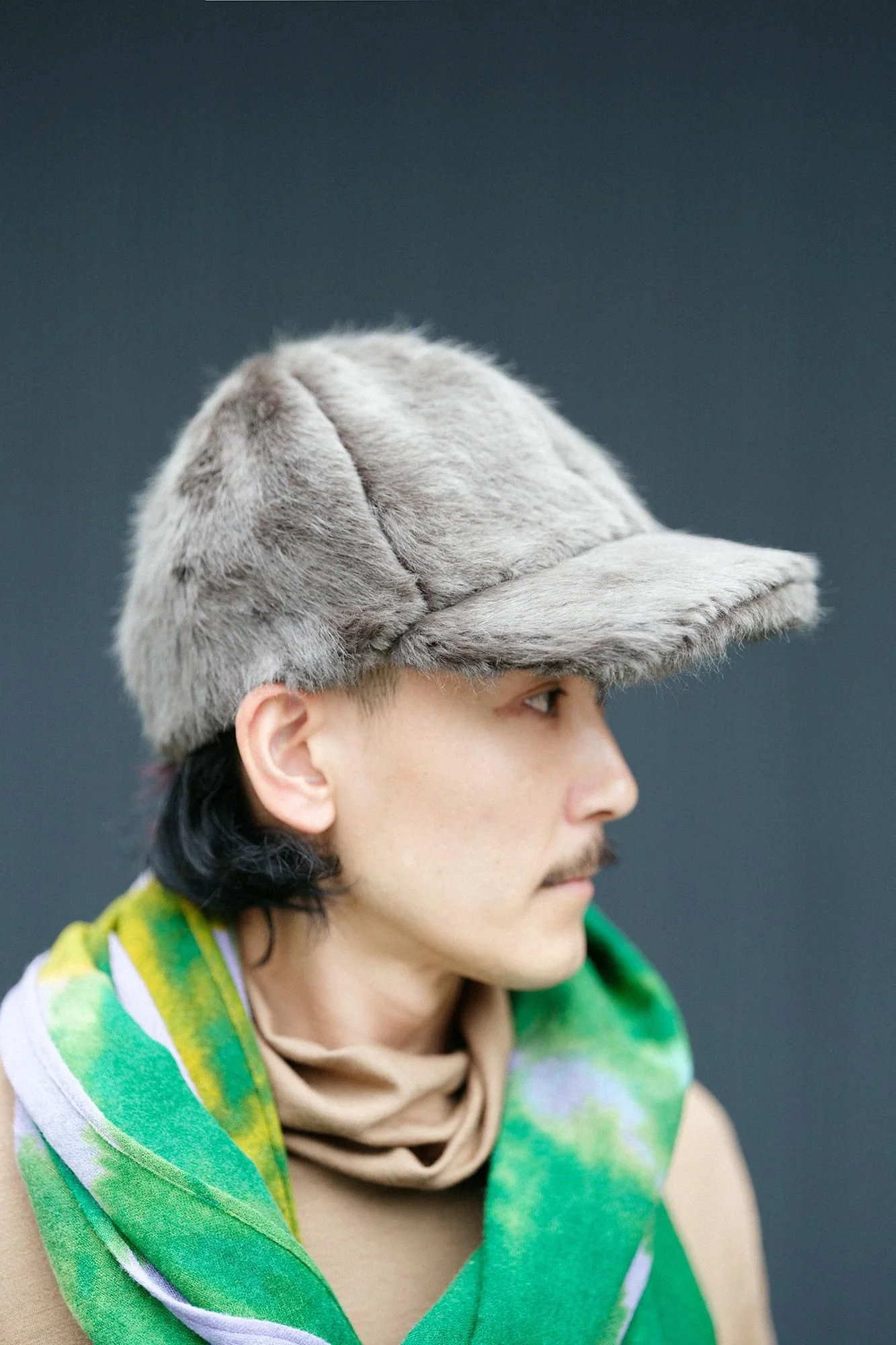 フェイクファー キャップ/濃灰(こいはい)×SO-SU-U昆(こん) - Image 8