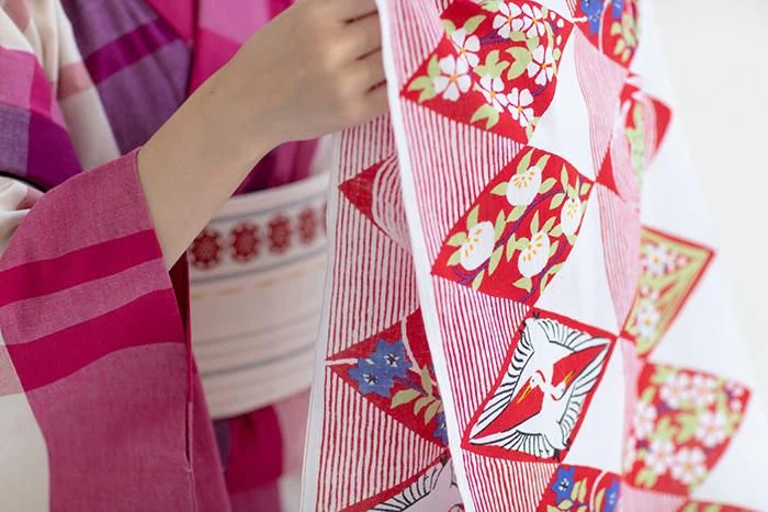伊勢木綿 textile手ぬぐい／祝い菱（いわいひし）つなぎ - Image 5