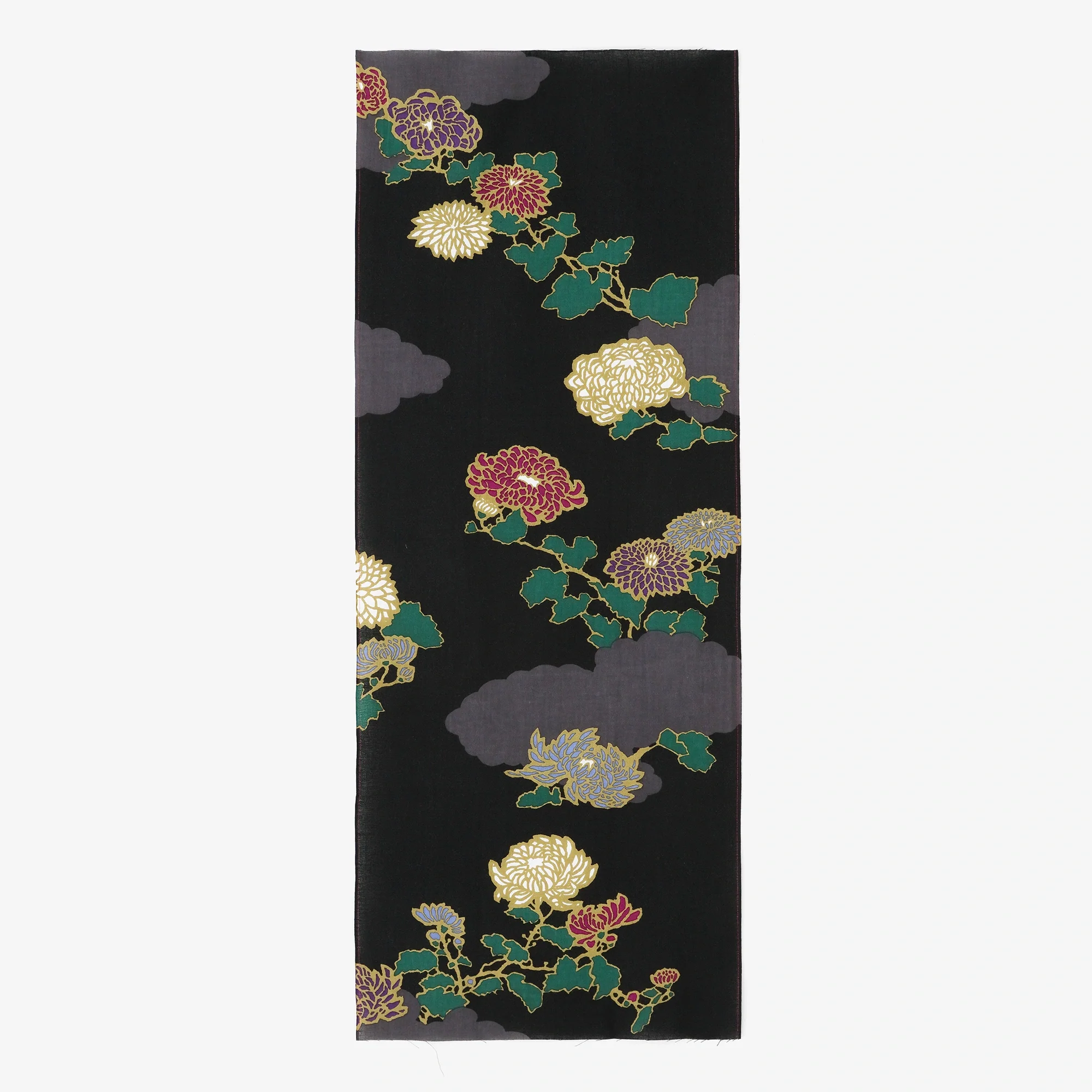 伊勢木綿 textile手ぬぐい/雲取り(くもどり)に菊