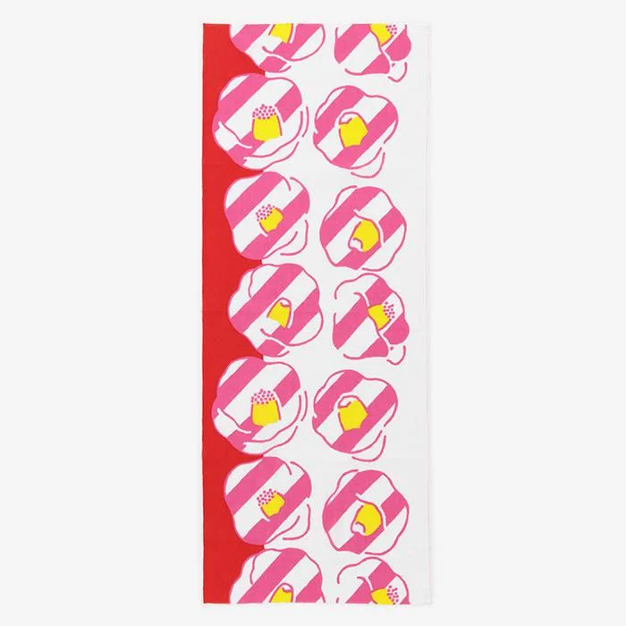 【net限定】伊勢木綿 textile手ぬぐい/寒椿(かんつばき)