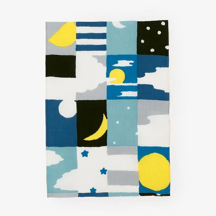 伊勢木綿 textile手ぬぐい（ひめ丈）／月と星