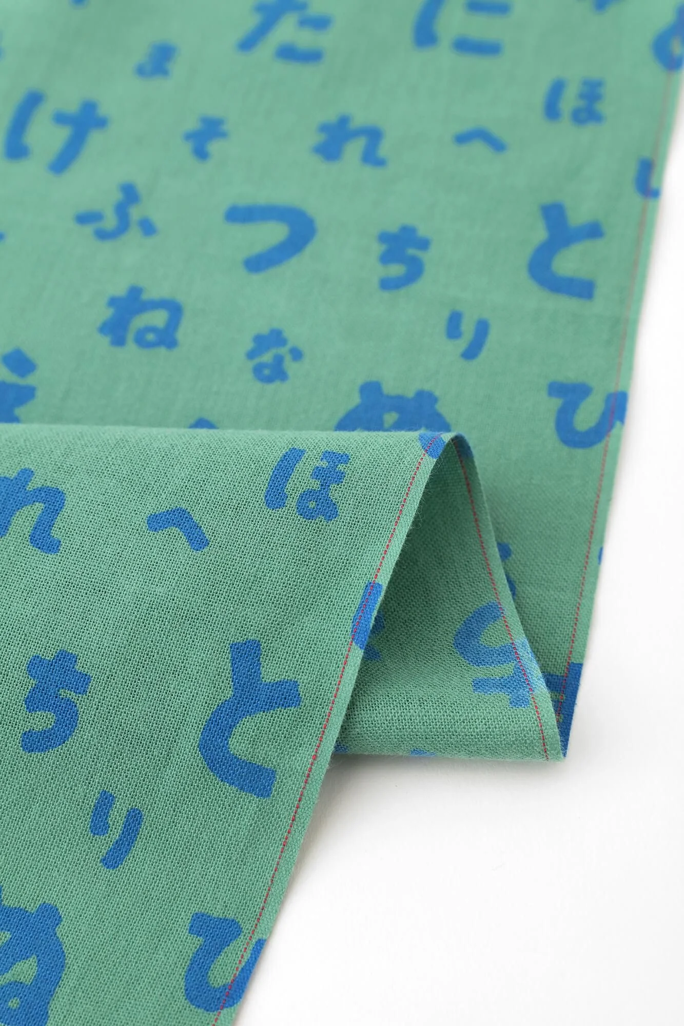 伊勢木綿 textile手ぬぐい(ひめ丈)/色は匂へど 山葵色(わさびいろ)×群青色 (ぐんじょういろ) - Image 2