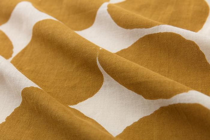 伊勢木綿 textile手ぬぐい(ひめ丈)/おはじき大 生成×芥子色(きなり×からしいろ) - Image 4
