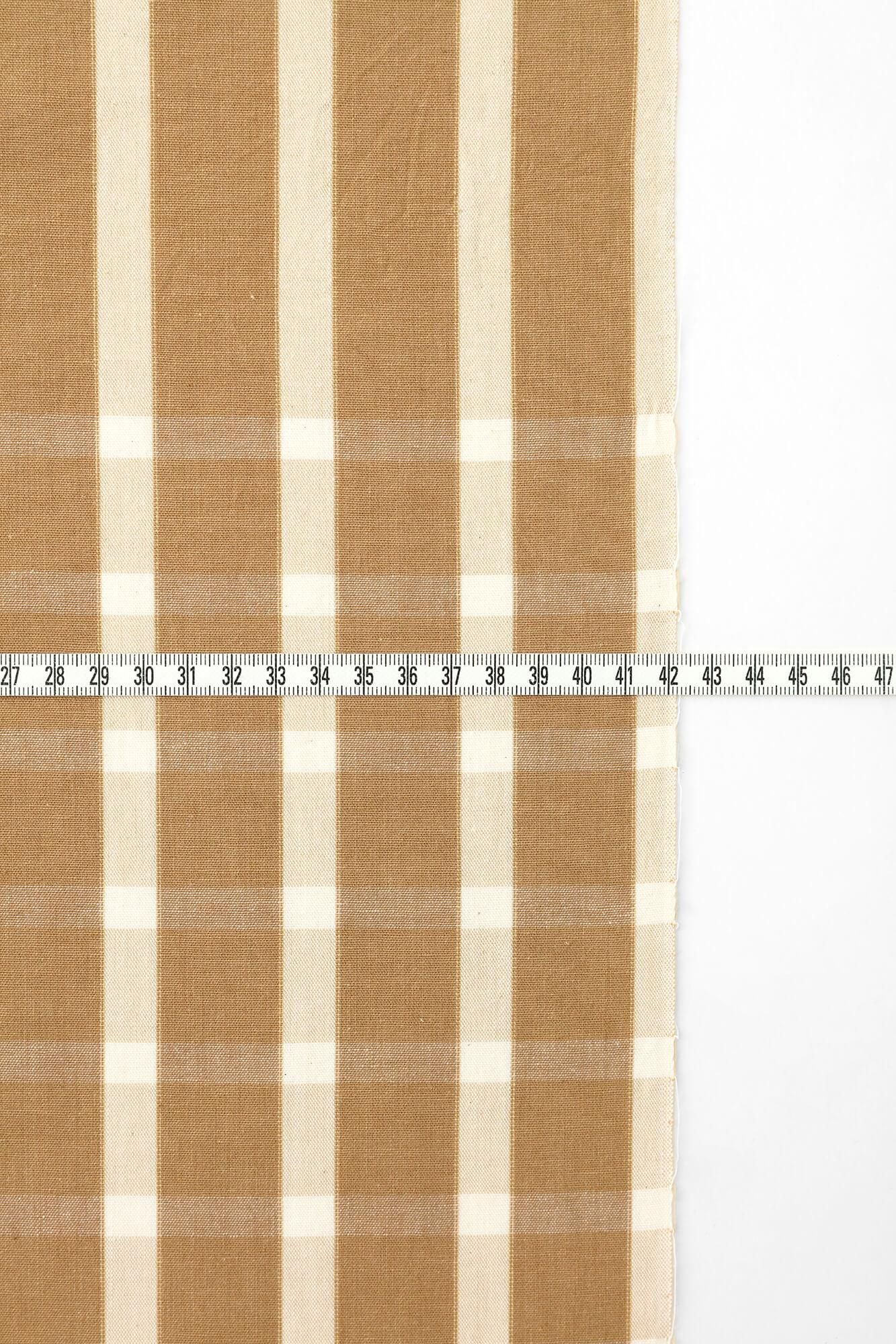 テキスタイル計り売り (伊勢木綿 20/20)/八筋格子 亜麻色(あまいろ)<50cm> - Image 4
