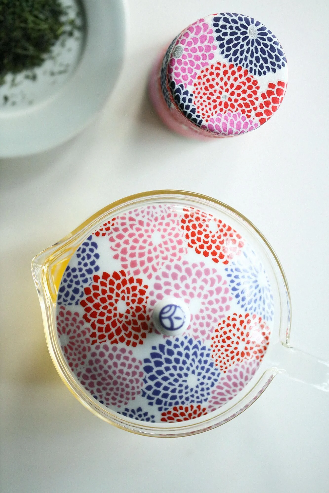 耐熱ガラス急須＆茶缶セット／菊づくし つくも - Image 3