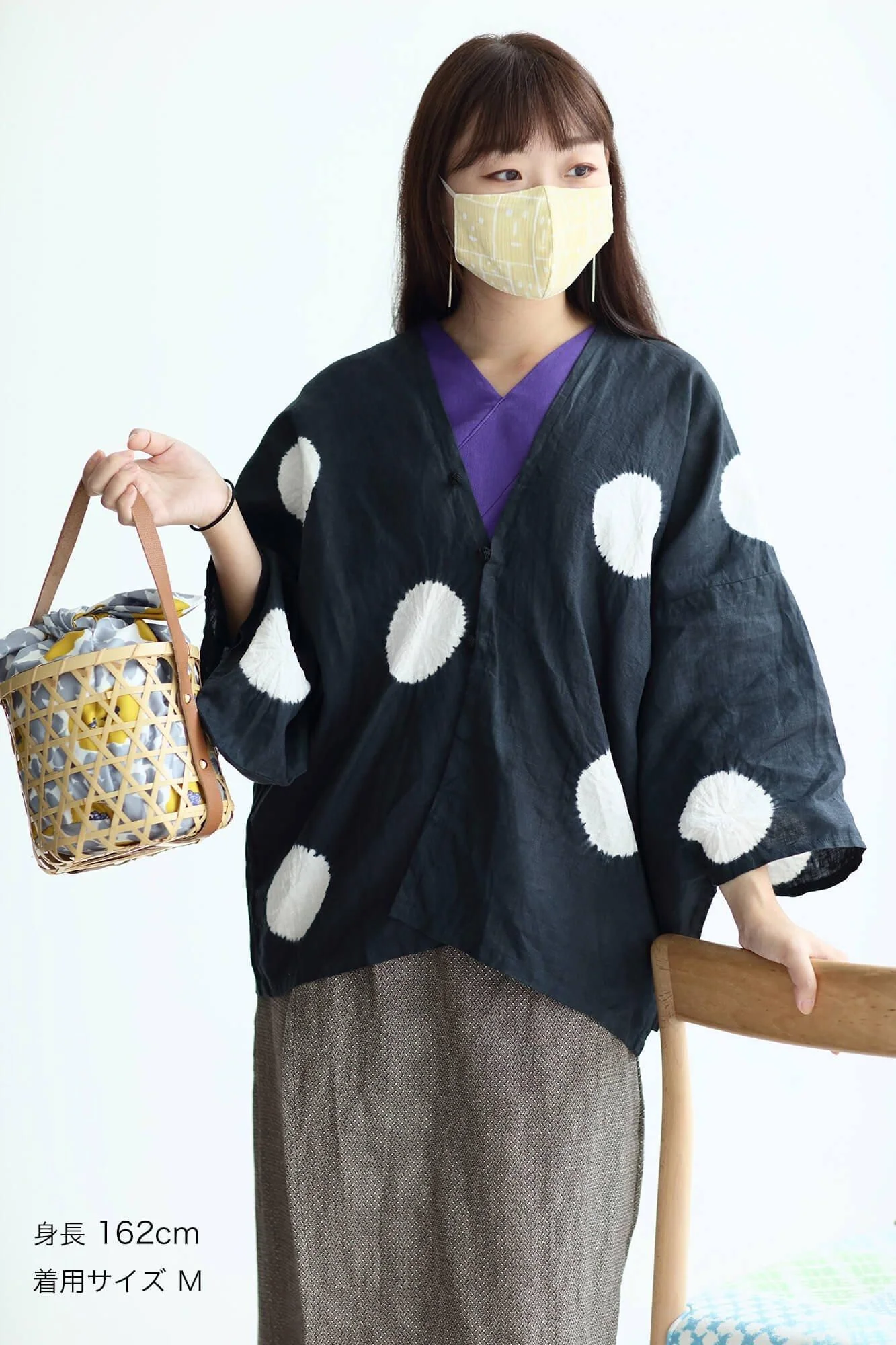 ◎【30%OFF】高島縮 テキスタイルマスク／笑顔（えがお） - Image 3