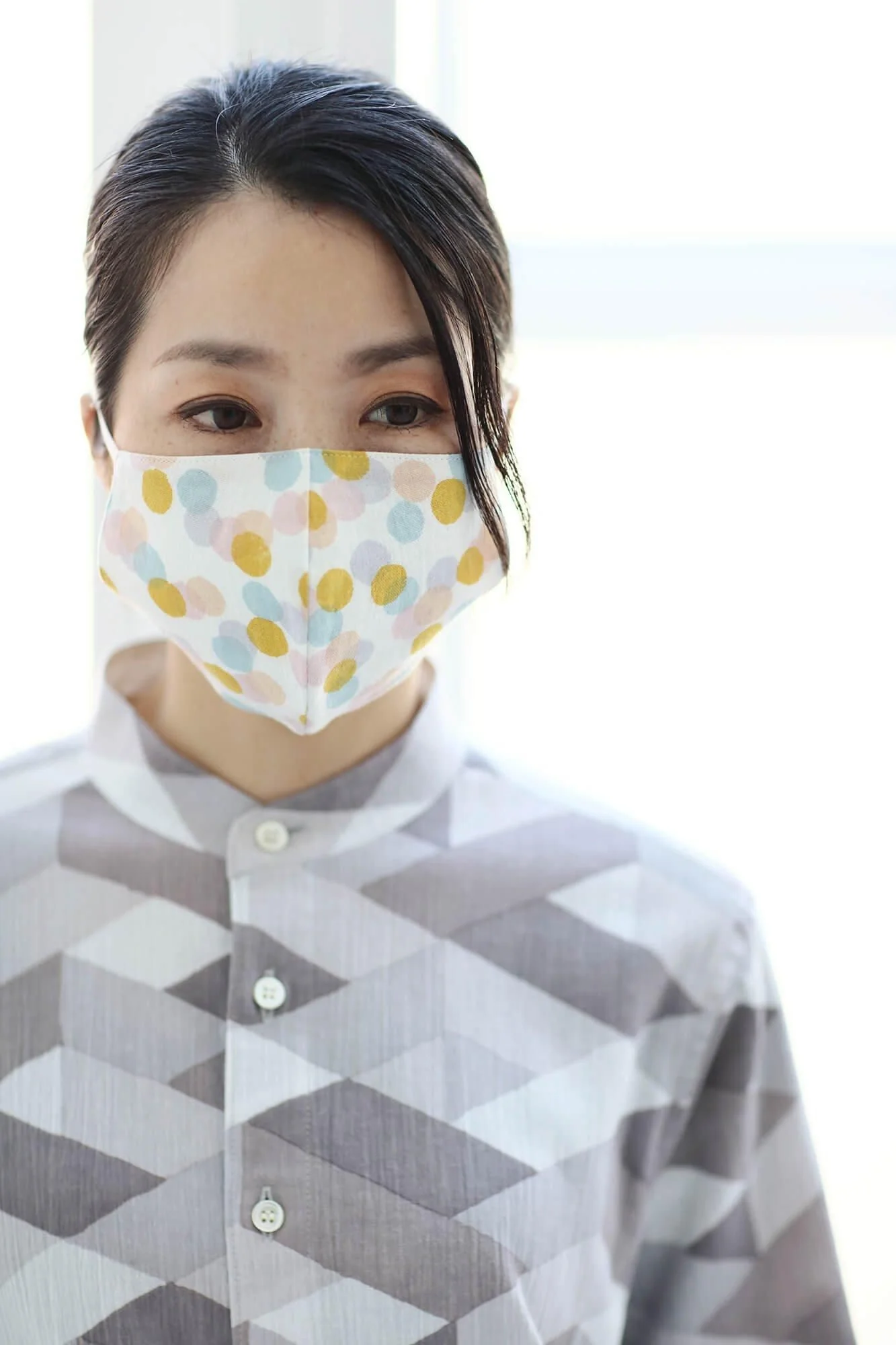 ◎【30%OFF】高島平織×高島縮 テキスタイルマスク／ビー玉 - Image 5