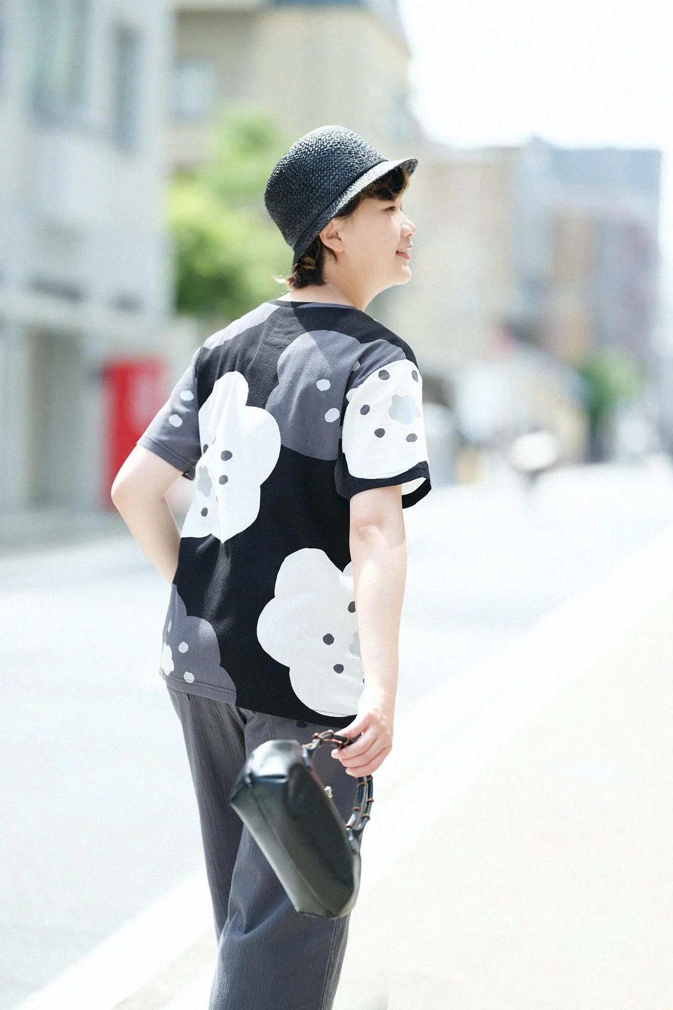 高島縮 40/40 半袖Tシャツ／ほほえみ 夜半（やはん） - Image 6