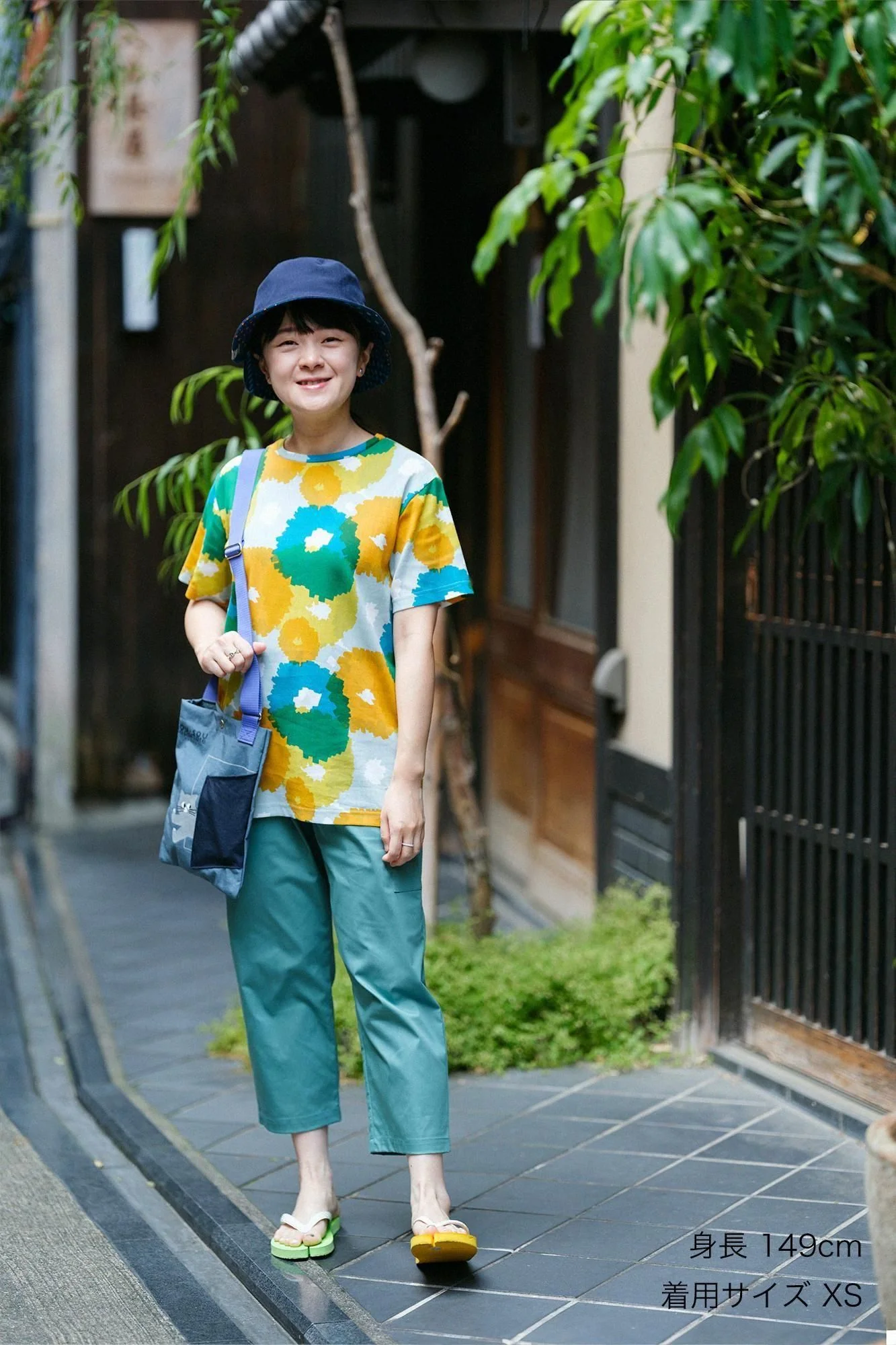 高島縮 40/40 半袖Tシャツ/咲きほこる - Image 3