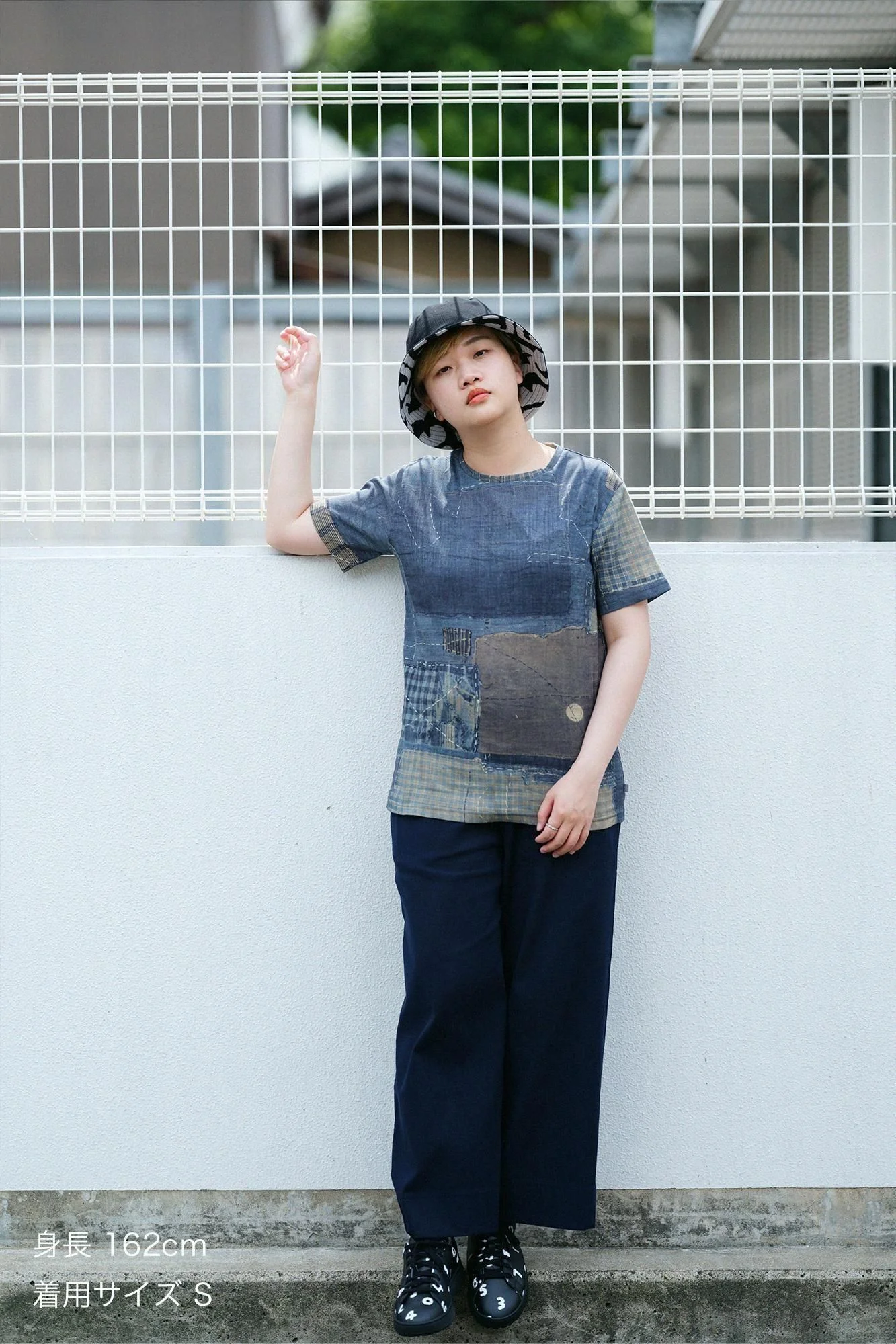高島縮 40/40 半袖Tシャツ／BORO IJ - Image 3