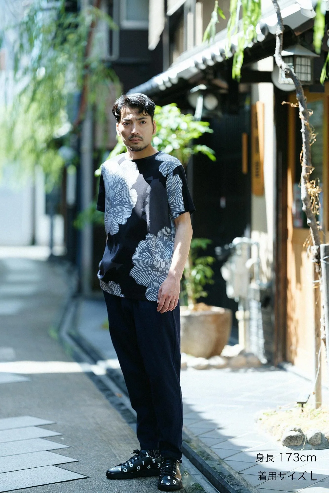 高島縮 40/40 半袖Tシャツ／芍薬（しゃくやく） - Image 3