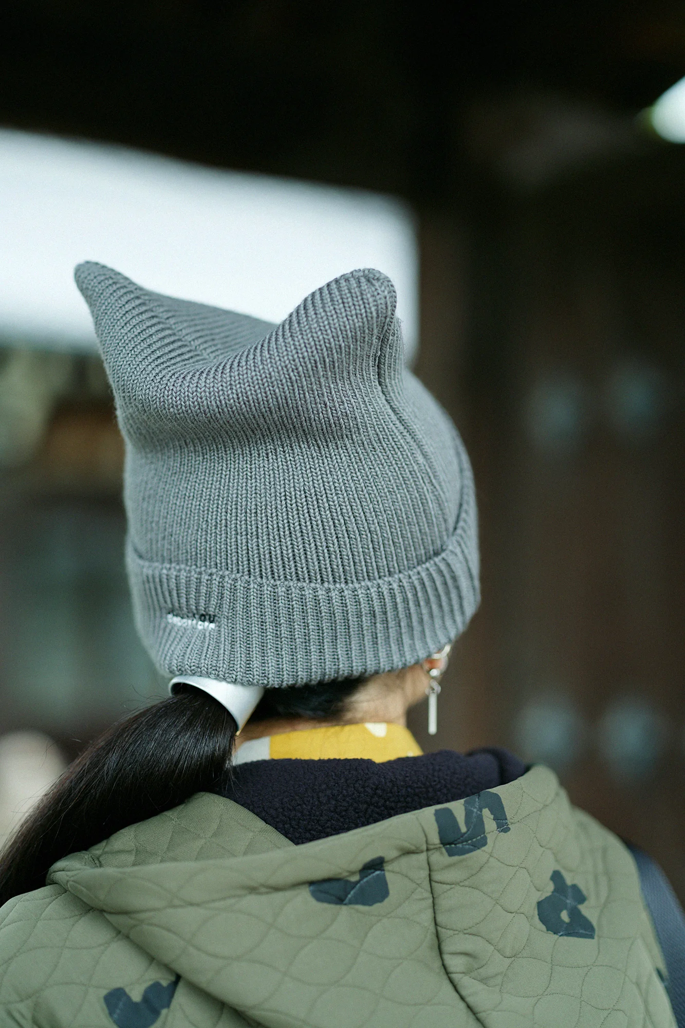 depoニャン リブ ニットキャップ/ミドルグレー - Image 4