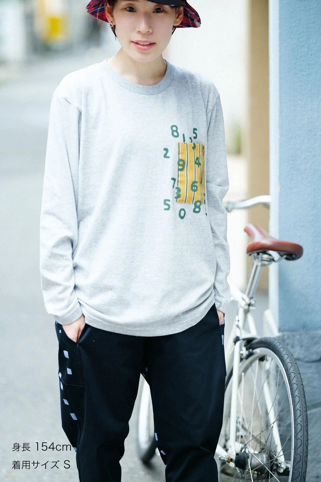 長袖 ポケットTシャツ[5.6]／ヘザーグレー×SO-SU-U昆（こん） - Image 3